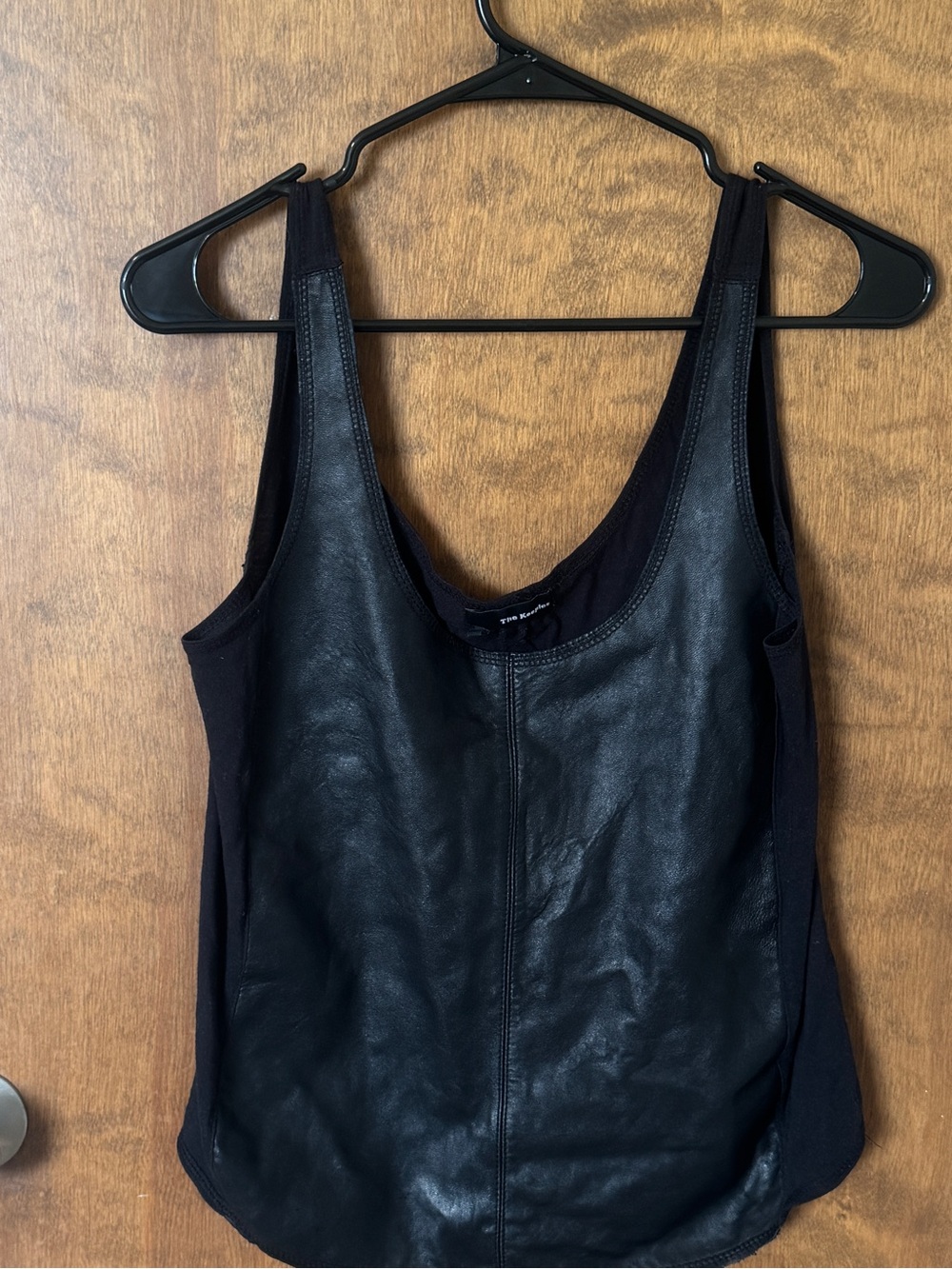 The Kooples Black Leather-Front Tank Top Size S